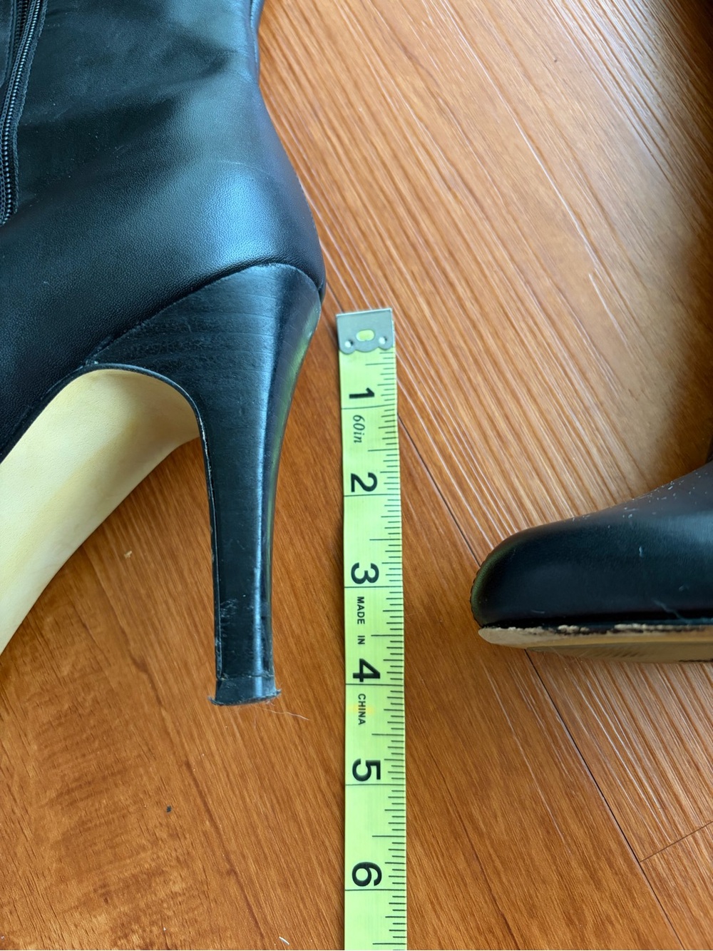 Halogen Black Leather Knee-High Heeled Boots - Picture 11 of 16
